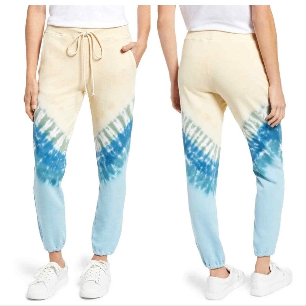 NWT Daydreamer Beach View - Tie Dye Sweatpants Jogger Blue Cream Women's - Small